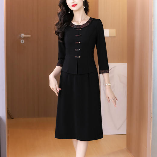 AHM bynz6603优雅假两件连衣裙时尚简约中长裙 商品图2