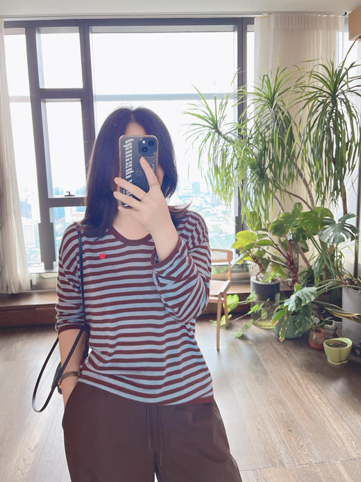 【可可经典】噢蜜ooomeooo爱心条纹针织衫 商品图1