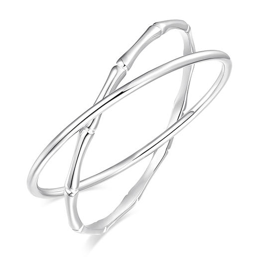 【999足银】卡蒂罗/KADER 竹愿常乐双环手镯 新中式大克重节节高升日常通勤光面素圈 简约百搭轻奢#好运配饰 商品图1