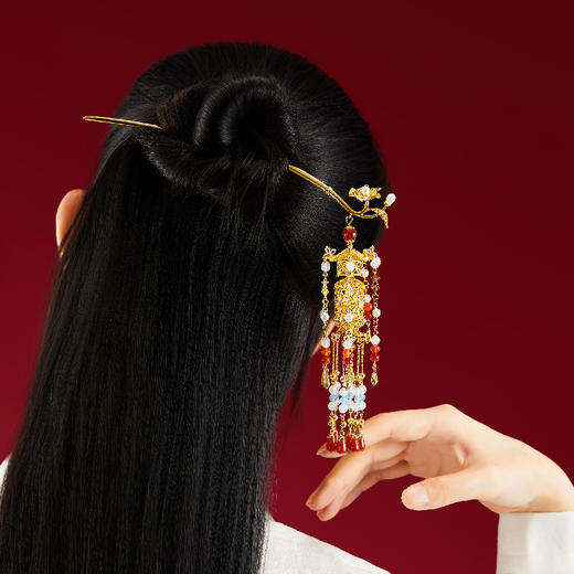 【故宫饰品】宫灯发簪发光亮灯文创新中式簪子发钗新婚结婚生日礼物 商品图1