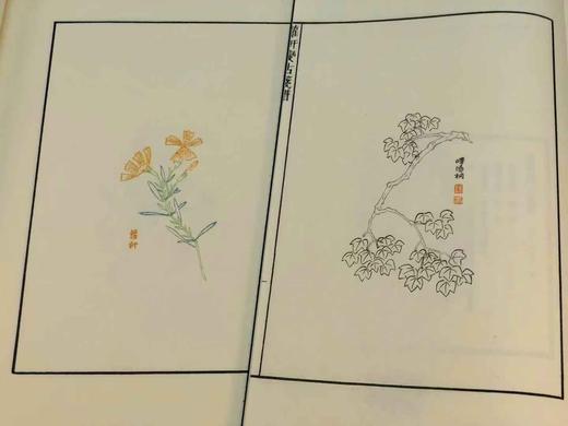 超值特惠！！《十竹斋笺谱》，胡正言编著，线装四册一函，尺寸：32*21.5*4.6cm，磁青纸封面，白棉纸内页，四眼装订，绫子包角，蓝布函套，西冷印社出版社2017年一版一印。

《萝轩变古笺谱》 商品图10