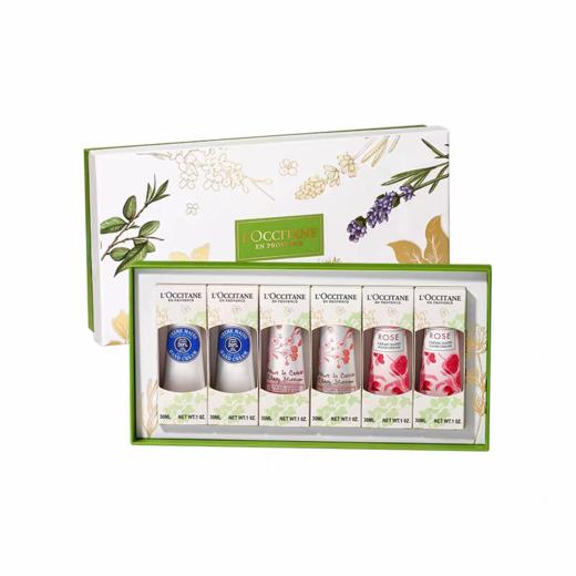 【新版翻转盖款】 L'occitane欧舒丹 烫金六件套礼盒礼袋（樱花30ml*2+乳木果30ml*2+玫瑰30ml*2） 商品图0