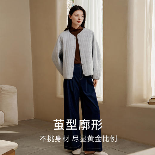 金三塔桑蚕丝简约条纹丝绵棉袄女宽松舒适可外穿保暖上衣秋冬新品 YSFFD702 商品图2