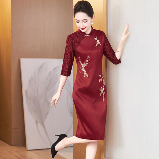 LC 2529旗袍妈妈装婚宴长款复古气质 商品图3