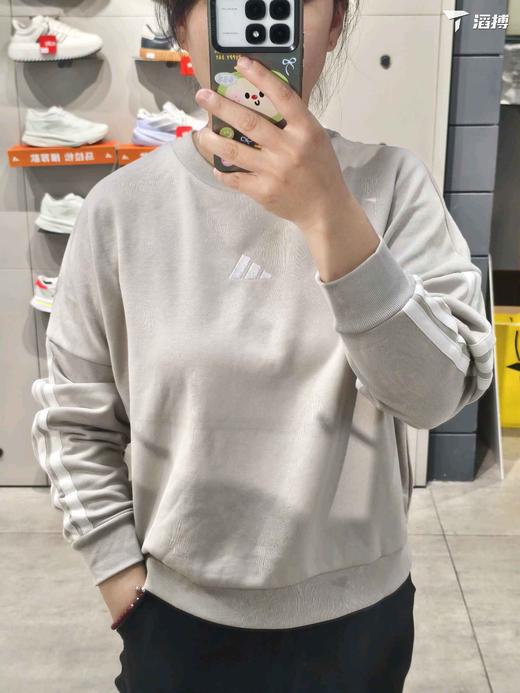 阿迪达斯女子三条纹圆领卫衣 商品图0