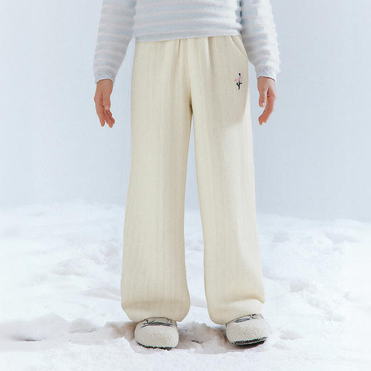 笛莎Deesha 童装女童裤子2025冬新款女童绣花阔腿长裤 商品图1