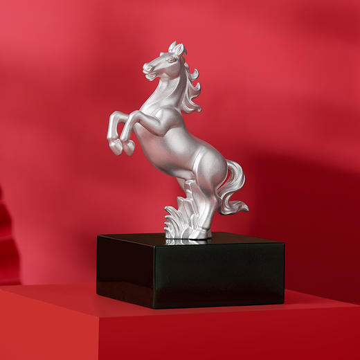 《福运生肖·马》神骏龙驹  前腿马  马到成功  足银 和田玉  十二生肖艺术摆件  商务 贺岁  生日 礼品 商品图1