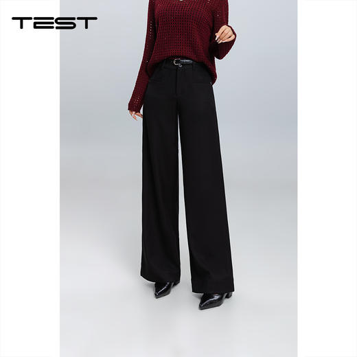 秋上新都市时尚风黑色垂坠感休闲裤3253038 商品图0