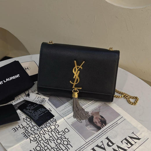 YSL Kate 黑金 小号 鱼子酱牛皮 流苏包 商品图0