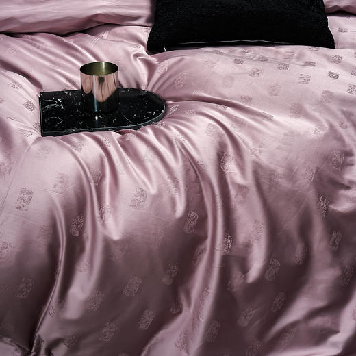 60长绒棉全棉四件套纯色大提花  尼卡-紫 商品图7