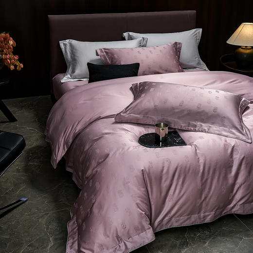 60长绒棉全棉四件套纯色大提花  尼卡-紫 商品图3