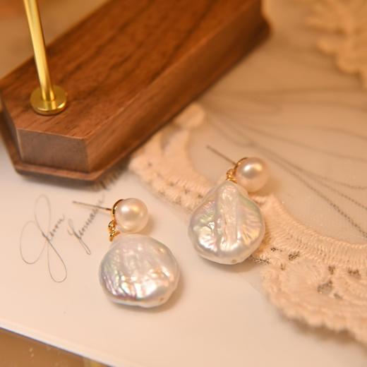 雀说异形巴洛克淡水珍珠耳钉气质轻奢高级感港风耳环S925银针耳饰AL62101 商品图3