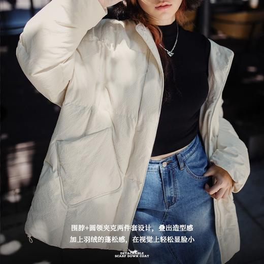 马登女装美式90白鸭绒羽绒服轻薄可拆卸围脖面包服保暖外套女冬 商品图1