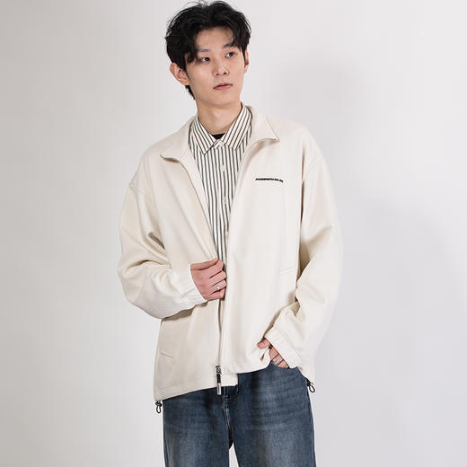 DRONKOO 2025 立领左胸后幅胶印字母下摆抽绳粗斜纹卫衣中厚开衫 商品图2