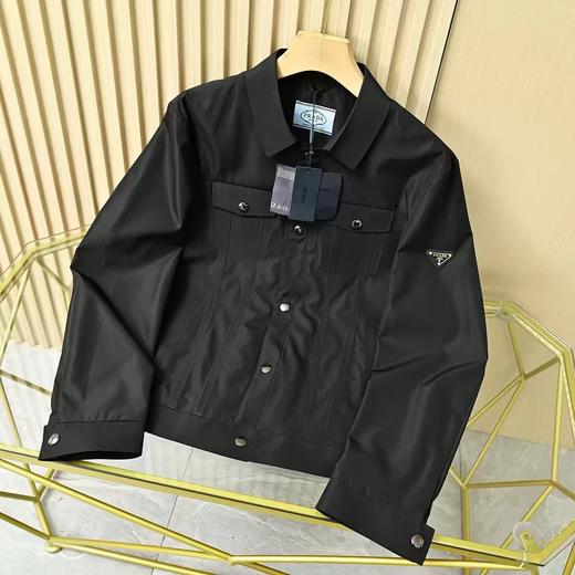 普家2025春秋季男士新款翻领轻奢休闲夹克外套  金属三角经典小标。哈林顿老干部商务外套 商品图3