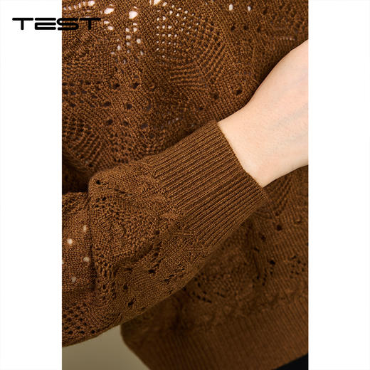 秋上新时尚休闲风 V 领镂空洞洞针织衫1253102 商品图4