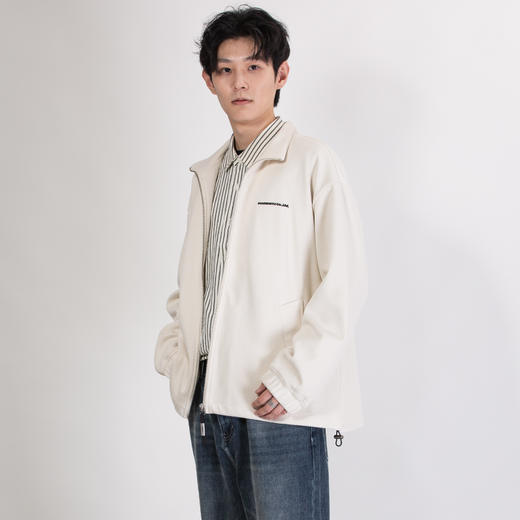 DRONKOO 2025 立领左胸后幅胶印字母下摆抽绳粗斜纹卫衣中厚开衫 商品图1