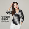 【羊毛条纹帽衫】逸阳秋新品V领连帽针织显瘦软糯长袖上衣5050 商品缩略图4