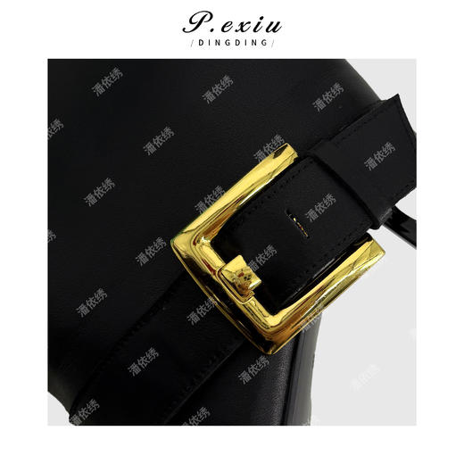 A002潘依绣【超模靴】头层牛皮皮带扣尖头高筒靴时装靴 QL211703 商品图2