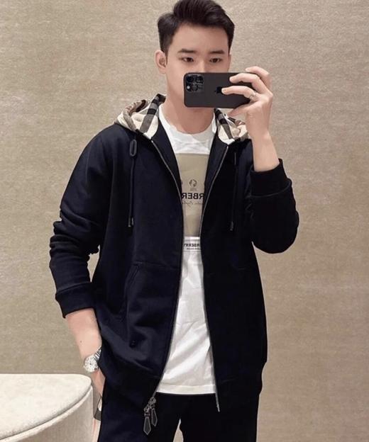 巴B莉25秋季新款B家格纹连帽拉链开衫卫衣外套！ 代购8000+ 商品图0