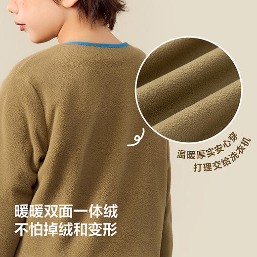 迷你巴拉男女童毛绒外套儿童抗静电摇粒绒秋保暖撞色长袖上衣 商品图3