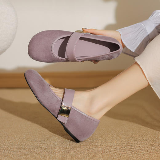 【预售5天】简约时尚圆头平底单鞋女春秋新款通勤百搭一字带浅口玛丽珍鞋ZF&25157 商品图0