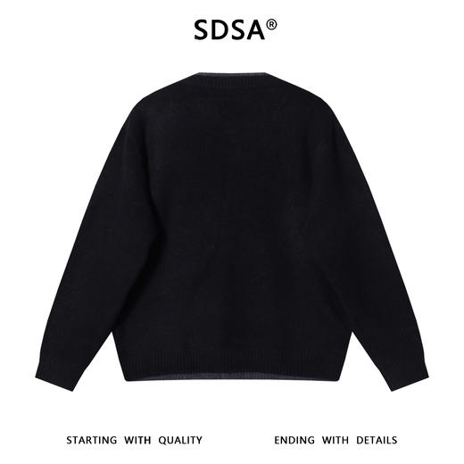 42516SDSA男士秋冬新款痞帅男装复古撞色纽扣开衫假两件针织衫百搭毛衣 商品图4