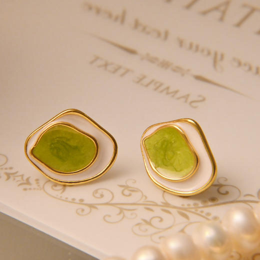 雀说法式高级感耳钉滴油撞色耳饰女不规则珐琅针耳钉AL0922 商品图2