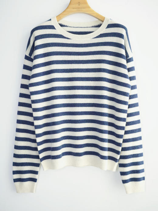 经典条纹圆领羊绒衫 商品图5