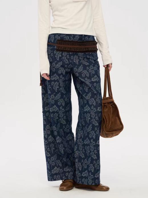 local tag/lt25awk07ab/提花牛仔裤 宽松百搭直筒色织长裤 商品图0