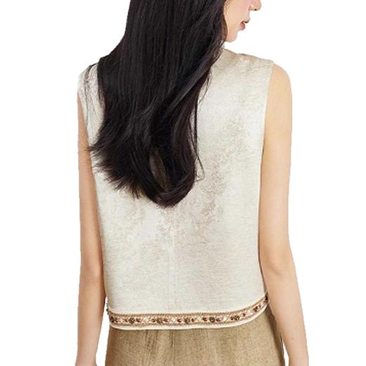 雀说新品复古波西米亚风织花边马夹外套叠穿提花无袖背心马甲AL 商品图4