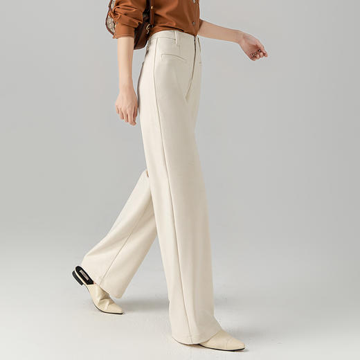 「自」全新升级【铂金会员201/天猫269/差价68】(21742)洛诗琳新款醋酸羊毛西装裤2025秋季高腰显瘦窄版阔腿直筒裤 商品图1