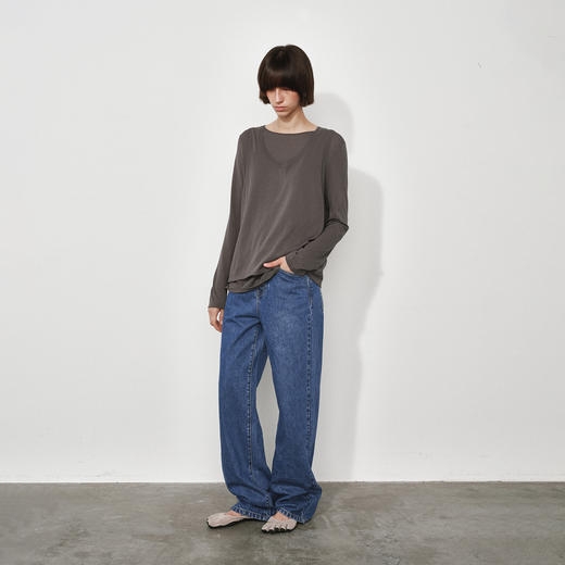 NUTH复古蓝水洗宽松阔腿直筒牛仔裤女（发货时间同步天猫） 商品图4