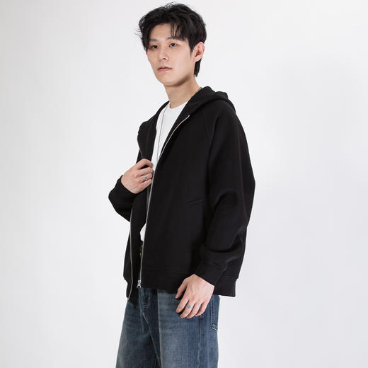 DRONKOO 2025 连帽后幅贴布字母微阔卫衣中厚开衫 商品图1