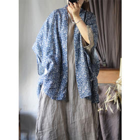 雀说原创夏季设计款无袖松弛感苎麻印花国风复古坎肩马甲AL2480