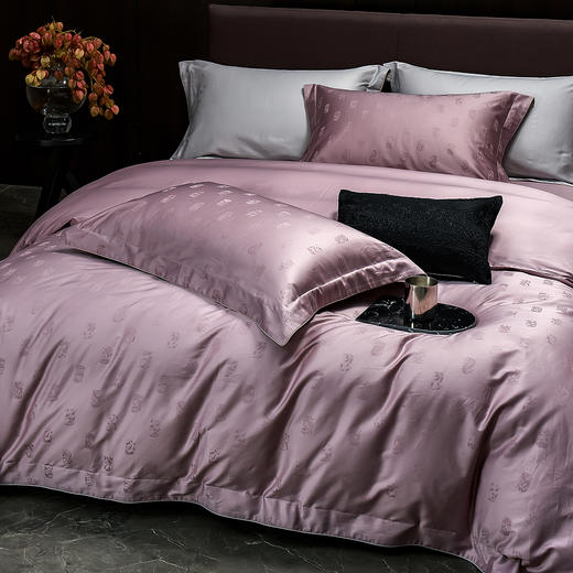 60长绒棉全棉四件套纯色大提花  尼卡-紫 商品图2