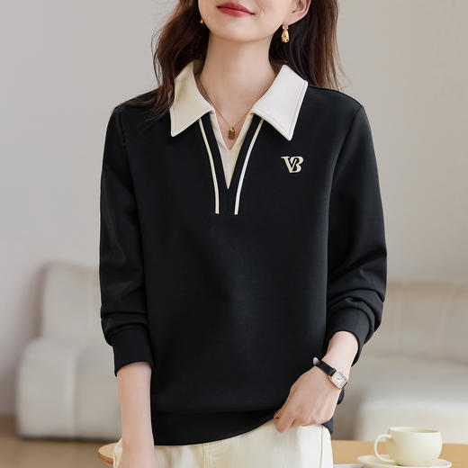 雀说假两件卫衣女新款爆款洋气女装正肩显瘦翻领薄外套AL30018 商品图2