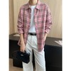 雀说早秋新款 美式彩色纽扣设计感宽松全棉格纹长袖衬衫ALSN7708 商品缩略图0
