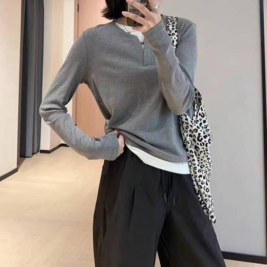 爆款天丝羊毛假两件针织衫！减龄显瘦有设计感，半开门襟显脸小修颈，职场通勤 + 学院风轻松 hold 商品图1