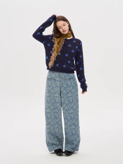 local tag/lt25awk07ab/提花牛仔裤 宽松百搭直筒色织长裤 商品图1