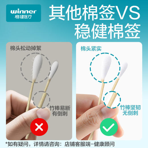 【ZY25】稳健医用灭菌消毒棉签棒 5支*20袋/套 商品图0
