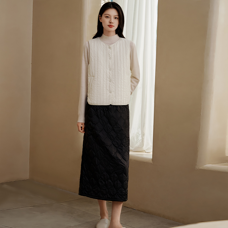 金三塔桑蚕丝棉半裙女宽松简约舒适保暖中长裙可外穿家居裙套装  YSFFD901/YSFFD701