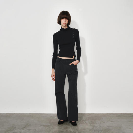 NUTH黑色可束脚直筒显瘦微喇休闲裤女 商品图5