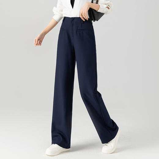 「自」全新升级【铂金会员201/天猫269/差价68】(21742)洛诗琳新款醋酸羊毛西装裤2025秋季高腰显瘦窄版阔腿直筒裤 商品图2