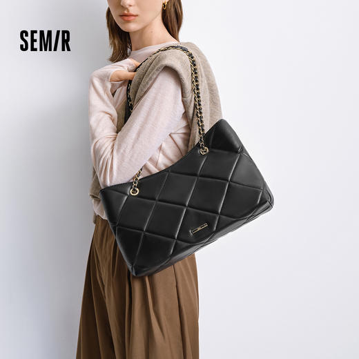 森马包包女托特包菱格链条包大容量斜挎包2025新款单肩包通勤质感 商品图1