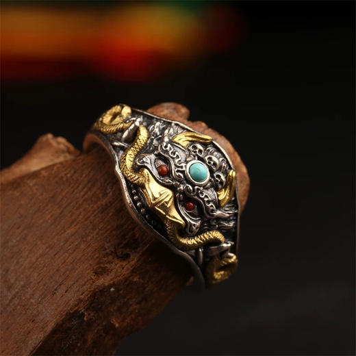 藏式纯银立体金翅大鹏鸟戒指男女款复古指环民族风高级感精致时尚 商品图6