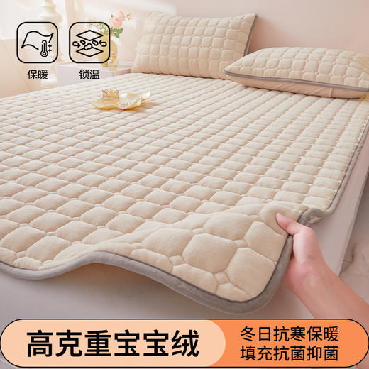 自然醒高克重宝宝绒抗菌纯色床褥床护垫LN 商品图2