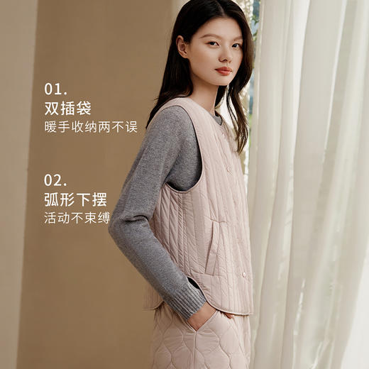 金三塔100%桑蚕丝简约条纹丝绵上衣女宽松舒适秋冬可外穿保暖棉袄马甲  YSFFD701 商品图2