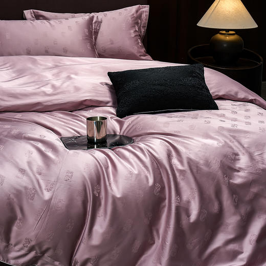 60长绒棉全棉四件套纯色大提花  尼卡-紫 商品图6