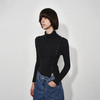 NUTH美利奴羊毛黑色高领修身薄款斜门襟长袖针织打底衫女 商品缩略图6